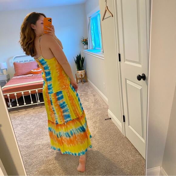 Revolve Kos Resort Rainbow Tie Dye Strappy Maxi Dress Small - Picture 2 of 11
